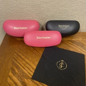 Lotto di 3 custodie rigide Juicy Couture occhiali da sole Y2K grandi rosa caldo usate in ottime condizioni - Foto 1 di 8