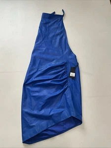 Lamarque Ashby Halter Neck Lambskin Leather Dress Cobalt Size S Nwt - Picture 1 of 11