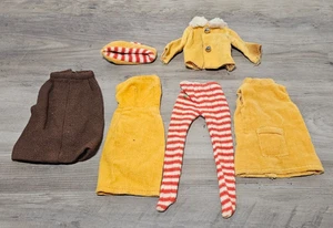 Muñeca Barbie Midge vintage ropa amarillo mostaza chaqueta vestido marrón falda ajustada - Imagen 1 de 21