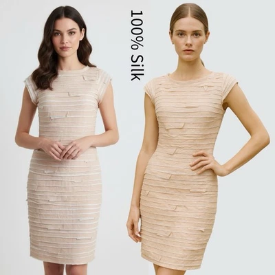 Robert Rodriguez шелк слоистый оболочка платье розовый серый тихий роскошь старые деньги 8 - Изображение 1 из 4