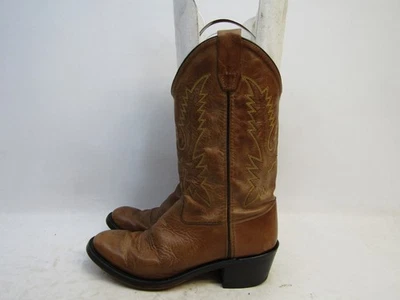 Old West Youth Size 5.5 D Brown Leather Cowboy Western Boots - Image 1 of 4