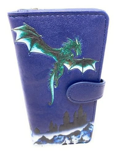 Shag Wear Medieval Dragon Wallet for Women and Teens Faux Leather Navy Blue 7" - Image 1 of 1