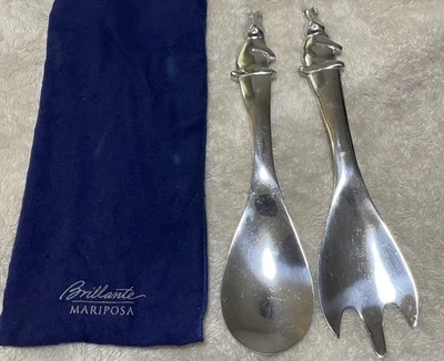 Juego de 2 Servidores de Ensalada Brillante Mariposa Aluminio Conejito Hechos en EE. UU. Foto 1 de 4