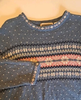 Suéter Vintage Erika Classics Tejido Fair Isle Cooton Para Mujer Talla L Azul Grunge  Foto 1 de 4