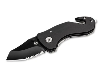 Cuchillo de Rescate BOKER MAGNUM® Negro Hoja 3.00" 440A Cortador de Cinturón Aluminio - 01MB456 Foto 1 de 4