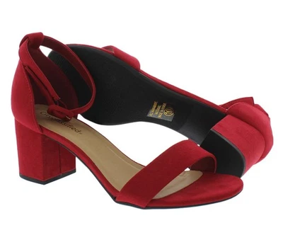 Zapatos de mujer City Classified de tacón ancho con punta abierta al tobillo talla 10, color: rojo Foto 1 de 4