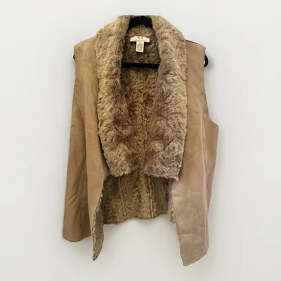 Chaqueta Chaleco Magaschoni Mujer Imitación Gamuza Piel Talla S Beige Frente Abierto Penny Lane Foto 1 de 4