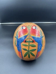 Vintage Hand-Painted Coconut Shell Primitive Folk Art EUC - Picture 1 of 8