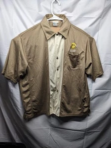 Cigars International Button up Shirt Embroidered L Tan and white Large - Picture 1 of 4