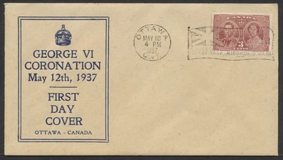 1937 #237 George VI Coronation Crowned Text Cachet Ottawa Flag - Image 1 of 2