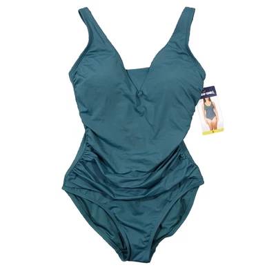 Traje de baño Lands End para mujer pequeño delgado verde control de barriga UPF 50 una pieza Foto 1 de 4