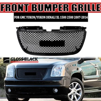 For 2007-14 GMC Yukon Denali Round Hole Mesh Front Bumper Grill Grille ALL Black Foto 1 de 4