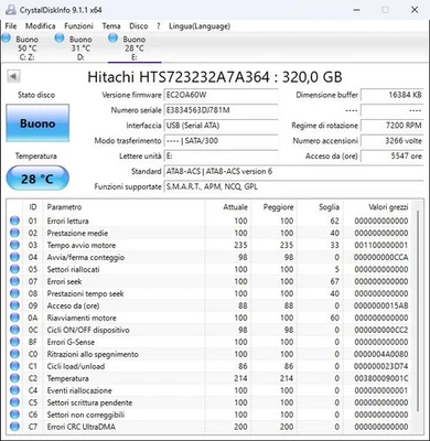 Hard disk HTS723232A7A364 HGST Hitachi Travelstar Z7K320 320GB 7200RPM 16MB SATA - Immagine 1 di 3