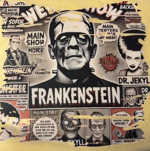 CAMISETA DE TERROR HI DEF-DECAL RETRO FRANKENSTEIN TRANSFERENCIA DE CALOR. - Imagen 1 de 2