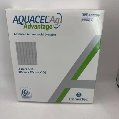ConvaTec Aquacel AG Advantage 4"x5" Wound Dressing Silver (422299) Exp. 11/1/24 - Image 1 of 4