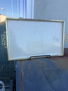 KYES Moiré Glasur Glas Tablett 17" Messing griechische Schlüsselgriffe Pasadena CA Handarbeit  - Bild 1 von 14