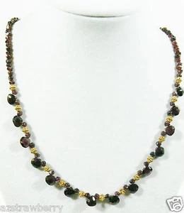 Genuine Garnet beads charms necklace 20"L 14K GF Spring clasp - Picture 1 of 5