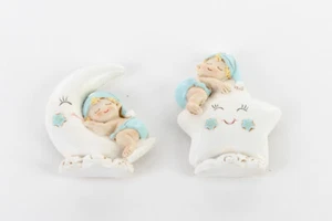 BONBONIERE GEBURT TAUFE PLATZHALTER HIMMLISCHES KIND MAGNET STERN MOND 2ASS - Bild 1 von 1