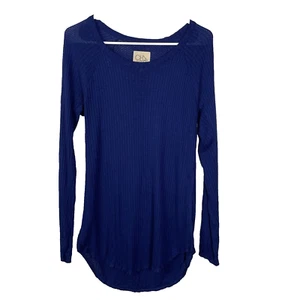 Top túnica tejido gofre térmico azul Chaser para mujer talla M cuello redondo rayón - Imagen 1 de 7