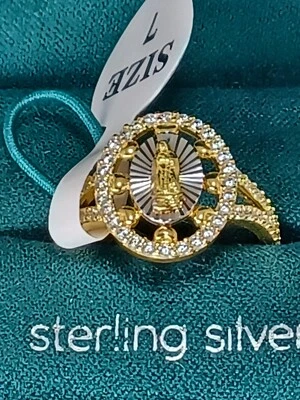 Beautiful Moricci 925 Silver  Mother Mary Womens Ring Size 7 Virgen De Guadalupe - Image 1 of 4