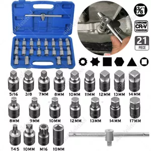21tlg Öldienst Schlüsselsatz Ölwechsel Werkzeug Ölwannenschlüssel 3/8" 8-17mm - Bild 1 von 14
