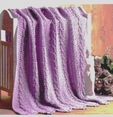 crochet pattern copy double cable baby blanket warm Aran weight yarn #92 - Image 1 of 4