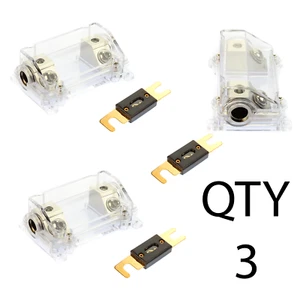 (3 pack) Brushed Nickel Fuse Holder Voodoo 2/0 or 1/0 0 gauge w/ 45 Deg Cover - Picture 1 of 8