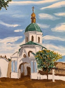 Oil Painting City Church O. Gukalov Unframed Original Home Decor Art nAAA3245 - Picture 1 of 14