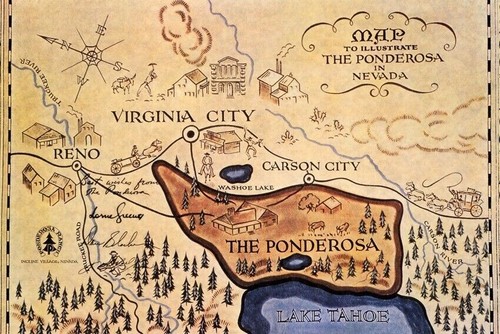 Bonanza Ponderosa Map 24x30 inch premium quality poster on 280gsm ...