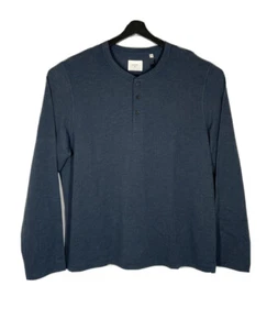 Billy Reid Men’s Herringbone Terry Henley Size XXL Color True Navy - Picture 1 of 3