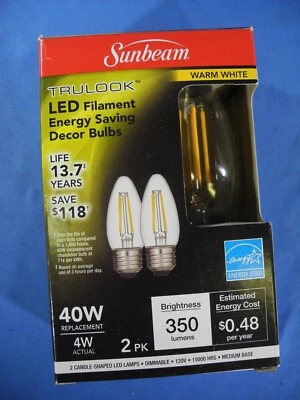 Sunbeam LED Dimmable Decorative Candle E26 Medium Base Warm White 2 Bulbs Total - Image 1 of 4
