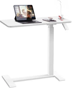 Xmart Adjustable Overbed Table with Wheels,Pneumatic Mobile Standing Desk,Rol... - Picture 1 of 7