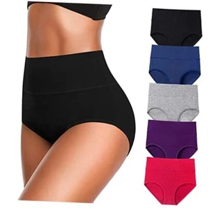Womens Underwear High Waist Cotton Underwear Soft Medium-Large Dark-5pack - Picture 1 of 7