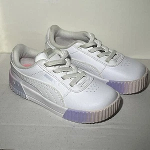 Puma Carina Fade Schuhe Jugend Mädchen Gr. 8 Sport Leder Plateau Turnschuhe - Bild 1 von 10
