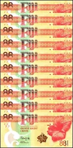 Fiji 88 Cents, 2022 ND, P-123, UNC, Commemorative X 10 PCS - Picture 1 of 2