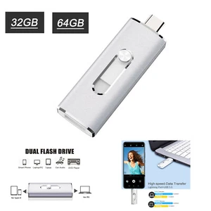 32GB 64GB USB 3.0 Type C Flash Drive OTG Memory Stick Drive for Android phone - Picture 1 of 12