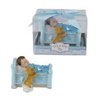 Mega Favors - Baby Boy Napping In Crib With Puppy Poly Resin - Blue, 12Pcs