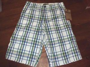 RUFF HEWN Boys 12 Bermuda Long Blue, Green, Tan Plaid Shorts Dress Casual  B2740 - Picture 1 of 3