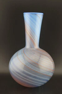 Dansk International 1970s Mezza Filigrana Vase Swirl Opaline Blue Art Glass 9" - Picture 1 of 18