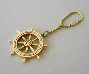 Schlüsselanhänger Rad Schiff Maritim Messing Schlüsselring Geschenk Metall Schiff Vintage Boot Kette - Bild 1 von 1