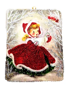 GLITTER WOOD HANGING ORNAMENT DECORATION - Picture 1 of 4