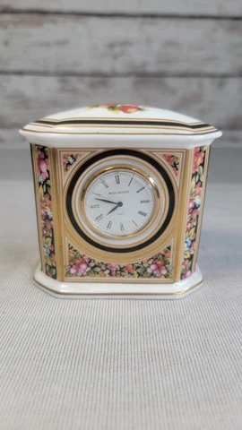 Wedgwood Clio Bone China Quartz Desk Clock Made in England Cover