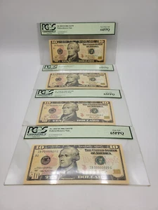 🌟2006 $10 Federal Reserve Note FANCY LOW SERIAL NUMBERS #17-20 PCGS 64/65 PPQ - Picture 1 of 9