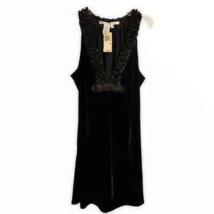 Max Studio Velvet V-Neck Sleeveless Short Mini Cocktail Dress Black Women Medium - Picture 1 of 7
