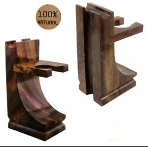 Premium Wood Made Men's Shaving Brush & Razor Stand. Perfect For All Types Gift - Picture 1 of 10