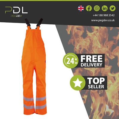 PDL - PROGARM Hi-Vis Orange FR Arc Flash Mens Unlined Waterproof Dungaree - Image 1 of 4