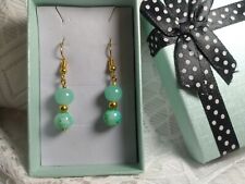 Light Green And Gold Color Earrings Free Box 407
