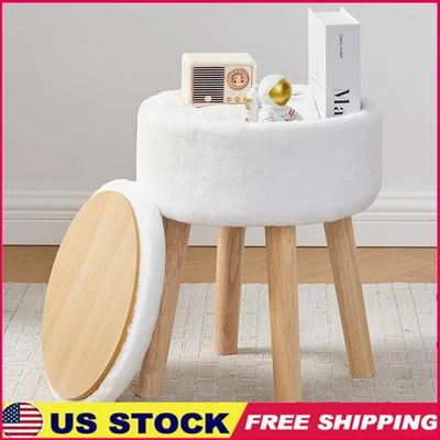 Small Vanity Stool W/ Storage Plush Ottomans Bedroom Living Room Footrest New - Image 1 of 4
