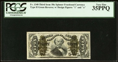 FR# 1340 1863 Fractional Union Currency 50c, Union Civil War Third Issue PCGS 35 - Image 1 of 4