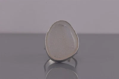 Sterling Silver 24mm White Drusy Quartz Statement Band Ring 9g 925 Sz: 6 - Image 1 of 4